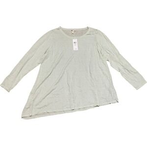 Eileen Fisher Ballet Neck Tunic Sweater Women's 3X Light Green Linen‎ Blend NWT